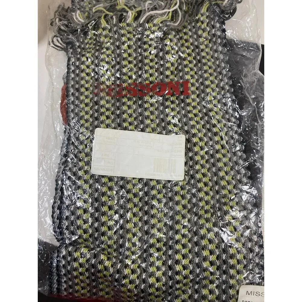 Missoni Knit Scarf w/ Lurex Black/Yellow/Gray NEW